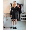 image:imageZESICA Womens Fall Casual Long Sleeve V Neck Boho Mini DressBlack