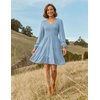 image:imageZESICA Womens Fall Casual Long Sleeve V Neck Boho Mini DressBlue