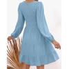 image:imageZESICA Womens Fall Casual Long Sleeve V Neck Boho Mini DressBlue