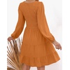 image:imageZESICA Womens Fall Casual Long Sleeve V Neck Boho Mini DressCaramel