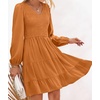 image:imageZESICA Womens Fall Casual Long Sleeve V Neck Boho Mini DressCaramel