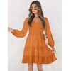 image:imageZESICA Womens Fall Casual Long Sleeve V Neck Boho Mini DressCaramel