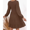 image:imageZESICA Womens Fall Casual Long Sleeve V Neck Boho Mini DressCoffee