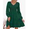 image:imageZESICA Womens Fall Casual Long Sleeve V Neck Boho Mini DressDarkgreen