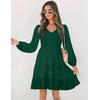 image:imageZESICA Womens Fall Casual Long Sleeve V Neck Boho Mini DressDarkgreen