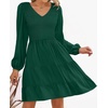 image:imageZESICA Womens Fall Casual Long Sleeve V Neck Boho Mini DressDarkgreen
