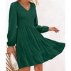 image:imageZESICA Womens Fall Casual Long Sleeve V Neck Boho Mini DressDarkgreen