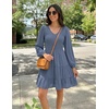 image:imageZESICA Womens Fall Casual Long Sleeve V Neck Boho Mini DressDustyblue