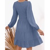 image:imageZESICA Womens Fall Casual Long Sleeve V Neck Boho Mini DressDustyblue