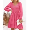 image:imageZESICA Womens Fall Casual Long Sleeve V Neck Boho Mini DressHotpink