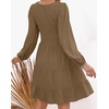 image:imageZESICA Womens Fall Casual Long Sleeve V Neck Boho Mini DressMocha