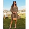 image:imageZESICA Womens Fall Casual Long Sleeve V Neck Boho Mini DressMocha