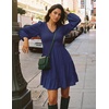 image:imageZESICA Womens Fall Casual Long Sleeve V Neck Boho Mini DressNavy