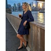 image:imageZESICA Womens Fall Casual Long Sleeve V Neck Boho Mini DressNavy