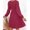 image:imageZESICA Womens Fall Casual Long Sleeve V Neck Boho Mini DressPlum