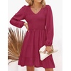 image:imageZESICA Womens Fall Casual Long Sleeve V Neck Boho Mini DressPlum