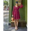 image:imageZESICA Womens Fall Casual Long Sleeve V Neck Boho Mini DressPlum