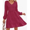 image:imageZESICA Womens Fall Casual Long Sleeve V Neck Boho Mini DressPlum