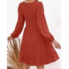 image:imageZESICA Womens Fall Casual Long Sleeve V Neck Boho Mini DressRed