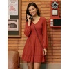 image:imageZESICA Womens Fall Casual Long Sleeve V Neck Boho Mini DressRed