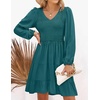 image:imageZESICA Womens Fall Casual Long Sleeve V Neck Boho Mini DressTealgreen