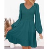 image:imageZESICA Womens Fall Casual Long Sleeve V Neck Boho Mini DressTealgreen
