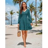 image:imageZESICA Womens Fall Casual Long Sleeve V Neck Boho Mini DressTealgreen