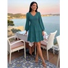 image:imageZESICA Womens Fall Casual Long Sleeve V Neck Boho Mini DressTealgreen