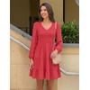 image:imageZESICA Womens Fall Casual Long Sleeve V Neck Boho Mini DressWatermelon