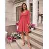 image:imageZESICA Womens Fall Casual Long Sleeve V Neck Boho Mini DressWatermelon