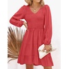 image:imageZESICA Womens Fall Casual Long Sleeve V Neck Boho Mini DressWatermelon