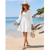 image:imageZESICA Womens Fall Casual Long Sleeve V Neck Boho Mini DressWhite