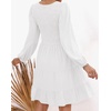 image:imageZESICA Womens Fall Casual Long Sleeve V Neck Boho Mini DressWhite