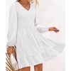image:imageZESICA Womens Fall Casual Long Sleeve V Neck Boho Mini DressWhite