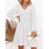 image:imageZESICA Womens Fall Casual Long Sleeve V Neck Boho Mini DressWhite