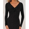 image:imageZESICA Womens Fall Floral Long Sleeve Bodycon Dress 2026 Elegant V Neck Cocktail Party Long Midi DressesBlack