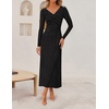 image:imageZESICA Womens Fall Floral Long Sleeve Bodycon Dress 2026 Elegant V Neck Cocktail Party Long Midi DressesBlack