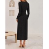 image:imageZESICA Womens Fall Floral Long Sleeve Bodycon Dress 2026 Elegant V Neck Cocktail Party Long Midi DressesBlack