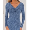image:imageZESICA Womens Fall Floral Long Sleeve Bodycon Dress 2026 Elegant V Neck Cocktail Party Long Midi DressesDustyblue