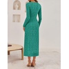image:imageZESICA Womens Fall Floral Long Sleeve Bodycon Dress 2026 Elegant V Neck Cocktail Party Long Midi DressesPeacock
