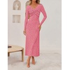 image:imageZESICA Womens Fall Floral Long Sleeve Bodycon Dress 2026 Elegant V Neck Cocktail Party Long Midi DressesPink