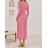 image:imageZESICA Womens Fall Floral Long Sleeve Bodycon Dress 2026 Elegant V Neck Cocktail Party Long Midi DressesPink