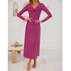 image:imageZESICA Womens Fall Floral Long Sleeve Bodycon Dress 2026 Elegant V Neck Cocktail Party Long Midi DressesRosypurple