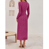 image:imageZESICA Womens Fall Floral Long Sleeve Bodycon Dress 2026 Elegant V Neck Cocktail Party Long Midi DressesRosypurple