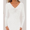 image:imageZESICA Womens Fall Floral Long Sleeve Bodycon Dress 2026 Elegant V Neck Cocktail Party Long Midi DressesWhite