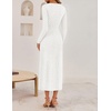 image:imageZESICA Womens Fall Floral Long Sleeve Bodycon Dress 2026 Elegant V Neck Cocktail Party Long Midi DressesWhite
