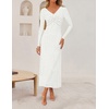 image:imageZESICA Womens Fall Floral Long Sleeve Bodycon Dress 2026 Elegant V Neck Cocktail Party Long Midi DressesWhite
