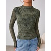 image:imageZESICA Womens Fall Floral Long Sleeve Tops Mesh Fitted ShirtsCeladon