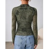 image:imageZESICA Womens Fall Floral Long Sleeve Tops Mesh Fitted ShirtsCeladon