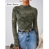 image:imageZESICA Womens Fall Floral Long Sleeve Tops Mesh Fitted ShirtsCeladon
